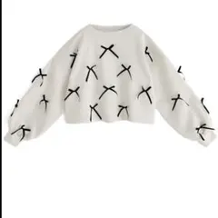 GRL リボンスウェットショート丈トップス sm109