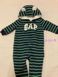 Baby GAP フード付きロンパース 6-12ヶ月 70ボーダー　裏ボアくま耳