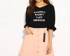 新品ピンクラテ　キャンディースリーブロゴプルオーバー  S160 ブラック