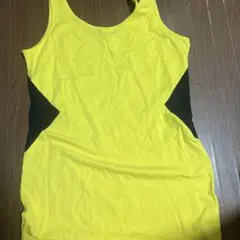 イエロー ブラック ノースリーブ ワンピース