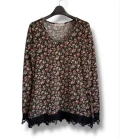 平成 00s 姫ギャル 花柄 裾レース ロンT 森ガール フェアリーグランジ