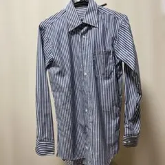 ORIHICA 長袖ストライプシャツ ネイビー