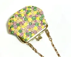 ミナペルホネン⚮̈春色スカイフル×ちょうちょミニバッグ風がま口ポーチ/ハンドメイド