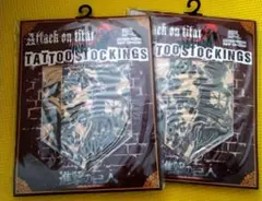 進撃の巨人　タトゥー　ストッキング　エレン　2枚セット　TATTOO　M〜L