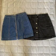 デニムミニスカート（青・黒）2枚セット