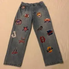 ニグロリーグ 90s 刺繍 ワッペン デニムパンツ バルーン ルーズ ワイド
