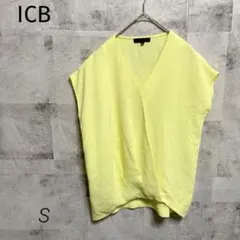 ICB【S】半袖 カットソー Tシャツ イエロー Vネック 無地 オンワード樫山
