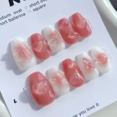 【サイズオーダー】no.110 チークネイル 蝶々 夏 ワンホンネイル 韓国