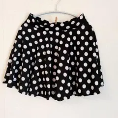 土日セール！ドット柄フレアスカート Mサイズ☆白黒☆水玉