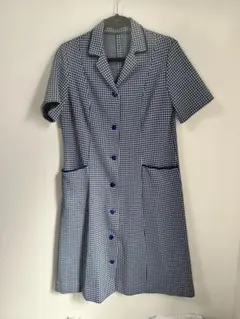 パリで購入！ネイビーと白の千鳥格子柄 レトロワンピース