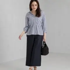 美品✨グリーンレーベルリラクシング ウエスト シャーリング スキッパー ブラウス