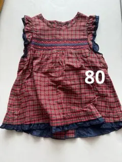 familiar 赤 ファミリアチェック ノースリーブ チュニック　80