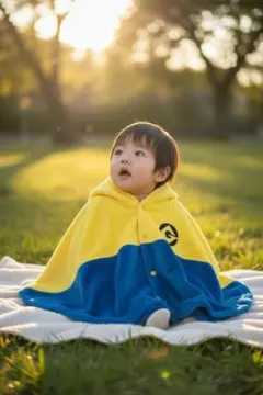 ミニオン フード付き ブランケット ポンチョ 子供用 なりきり 防寒 未使用級