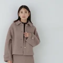 圧縮ツイードジャケット＋スカートセットアップ （ライトモカ）