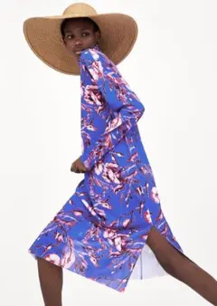 新品☆ZARA ザラ フラワー柄ロングワンピース M