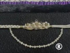 帯締め飾り❁⃘*.゜オフホワイト中小パール＆ゴールドロンデル