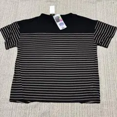 新品　しまむら　大きいサイズ　ストライプ 半袖Tシャツ ブラック・ベージュ 4L