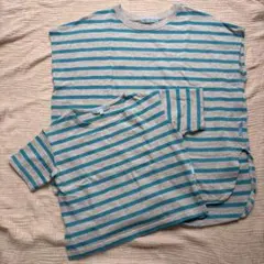 美品　親子お揃いTシャツ　Fサイズ　110サイズ　オムネス　ボーダーのサムネイル