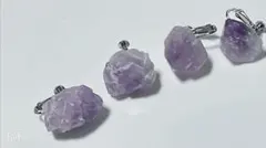 国産鉱物野州鉱山　紫水晶のイヤリング 4ペアセット　ハンドメイドアクセサリー