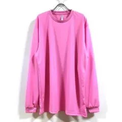 新品 ビッグ ドライ 長袖 Tシャツ 無地 メンズ ピンク LL