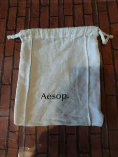 Aesop 巾着袋 保存袋 ロゴ入り ナチュラル