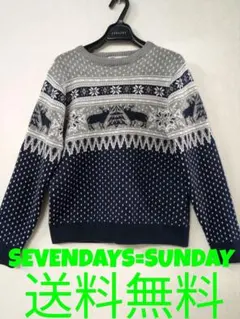一*会様 SEVENDAYSSUNDAY セブンデイズサンデイノルディック柄ニッ