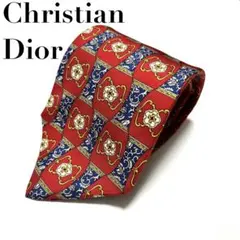 【極美品】Christian Dior シルクネクタイ 総柄 赤青