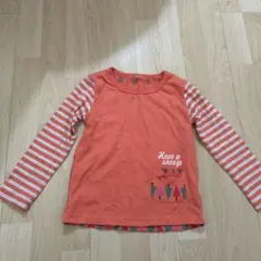 オレンジ ストライプ 長袖カットソー 110