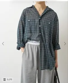 スピックアンドスパン　コットンボイルチェックシャツ