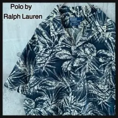 超レア】90s RalphLauren オープンカラー長袖シャツ シルクリネン