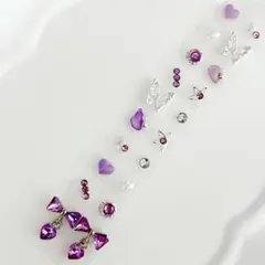 耳ツボジュエリー♡シェルパープル20粒/ゆらゆらリボン/金属アレルギー