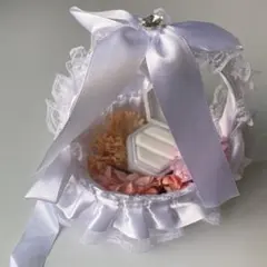 ハンドメイド リングピロー ホワイト サテン レース