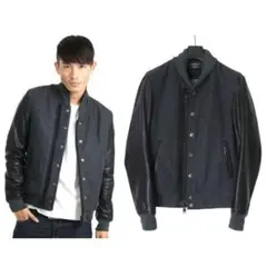 ナノユニバース GROUNDFLOOR ラムレザーメルトン zip スタジャン