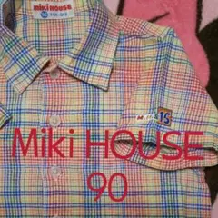 ★美品★ミキハウス★半袖 チェックシャツ 90★カラフル ブラウス ★男女兼用
