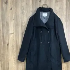 廃盤品　OLD NAVY ロングコート　ダブル　厚手　ウール　黒　XL H1