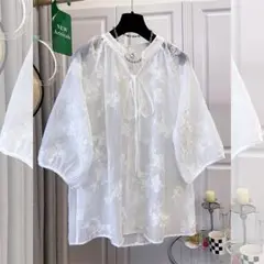 綺麗め ブラウス 大きいサイズ ゆったり ボウタイ デート トップス 無地