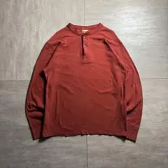 【90's】L.L.Bean ヘンリーネック　長袖tシャツ レッド　Mサイズ
