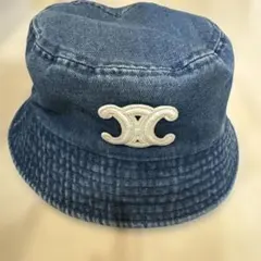 デニム バケットハット 刺繍ロゴ付き