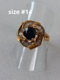 ト*ル様 ローズモチーフリング 青色石 スターリングシルバー925
