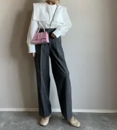 UNIQLO ユニクロ タックワイドパンツ チェック グレー