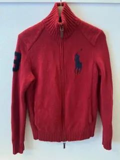 ポロラルフローレン、ジッパー付きニット 赤 Sサイズ