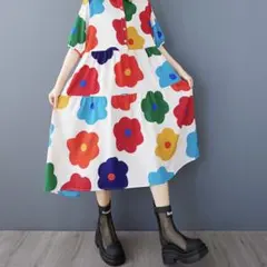 昭和レトロ カラフルワンピース 個性的 おしゃれ ワンピース レトロ柄 被らない