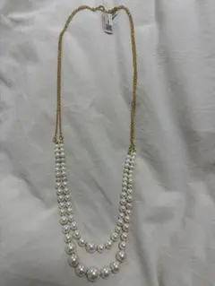 ゴールドチェーン 2連パールネックレス