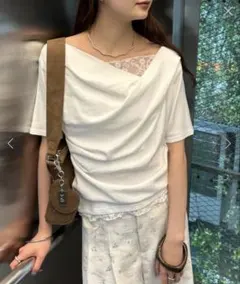 レースドッキングオフショル半袖Tシャツ　mysticのサムネイル