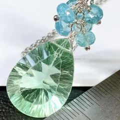 キラキラ宝石質✨特大＊フローライトとアパタイトのペンダントw65