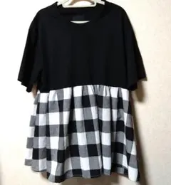 【無印良品】リメイク　ドッキング　カットソー　Tシャツ　黒　Mサイズのサムネイル
