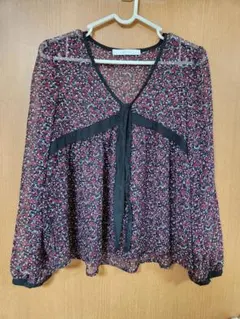 shuca シュカ　花柄 シアー 長袖 ブラウス Mサイズ