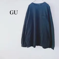 ジーユー 長袖 ロンT Tシャツ ブラック シンプル 無地 綿100% XL