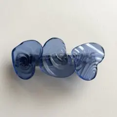 ハートモチーフ バレッタ ブルー クリア ビンテージ　ヴィンテージ レトロ