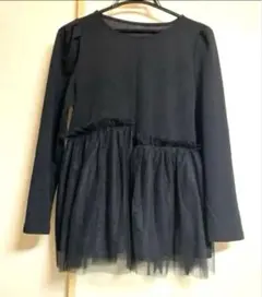 トップス ブラック しまむら チュール アシンメトリー